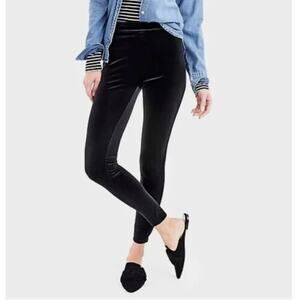 J. Crew Velvet Pull On Pants Leggings Size Large Black